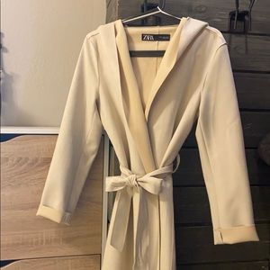 Zara suede hoodie blazer light long jacket
